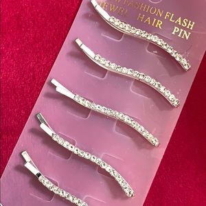 Silver metal & Crystal hair pins